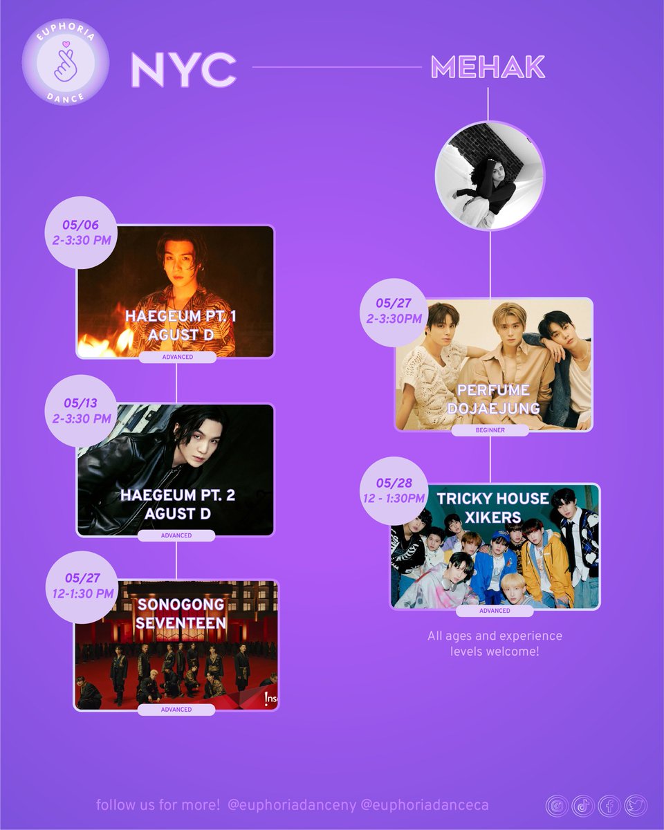 EuphoriaDanceNY's tweet photo. May NY and California kpop dance classes start next week!! Are you ready to dance? ๐ชฉ๐
Sign up at https://t.co/lsHzKfLWS8 !!
#KPOP #LA #NYC #OC #kpopdanceclasses https://t.co/3jjLhwmUCV