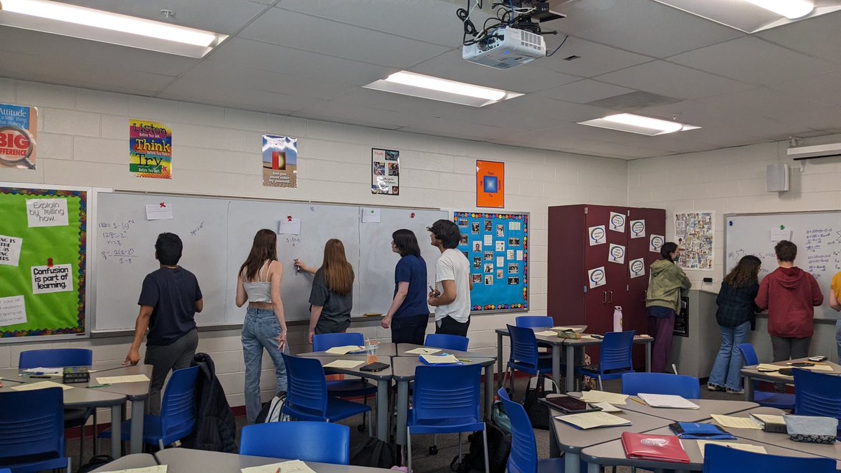 Give standing Ss a marker, whiteboard, &amp; partner, and watch the magic happen! 🪄  ❤️ hearing the discussions, support, and encouragement Ss give each other... So much more active learning than when I've given the same task sitting @ their desks! 💡 #inquisitive #thinkingclassroom