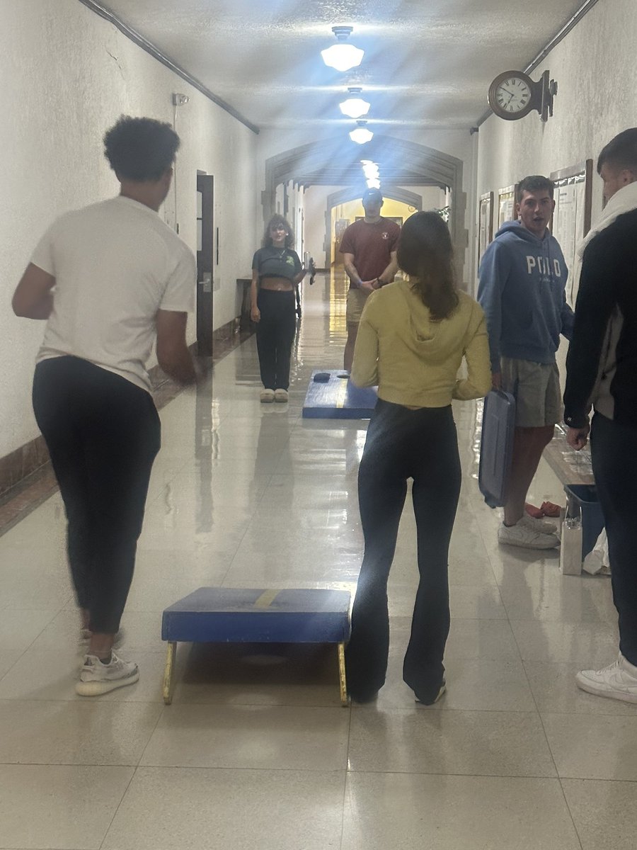 QCSGill's tweet photo. It was a good night for seniors!  Congratulations seniors!  First time bowling happened in the Admin Building.  @NotreDameOhio https://t.co/E36N7PORIP