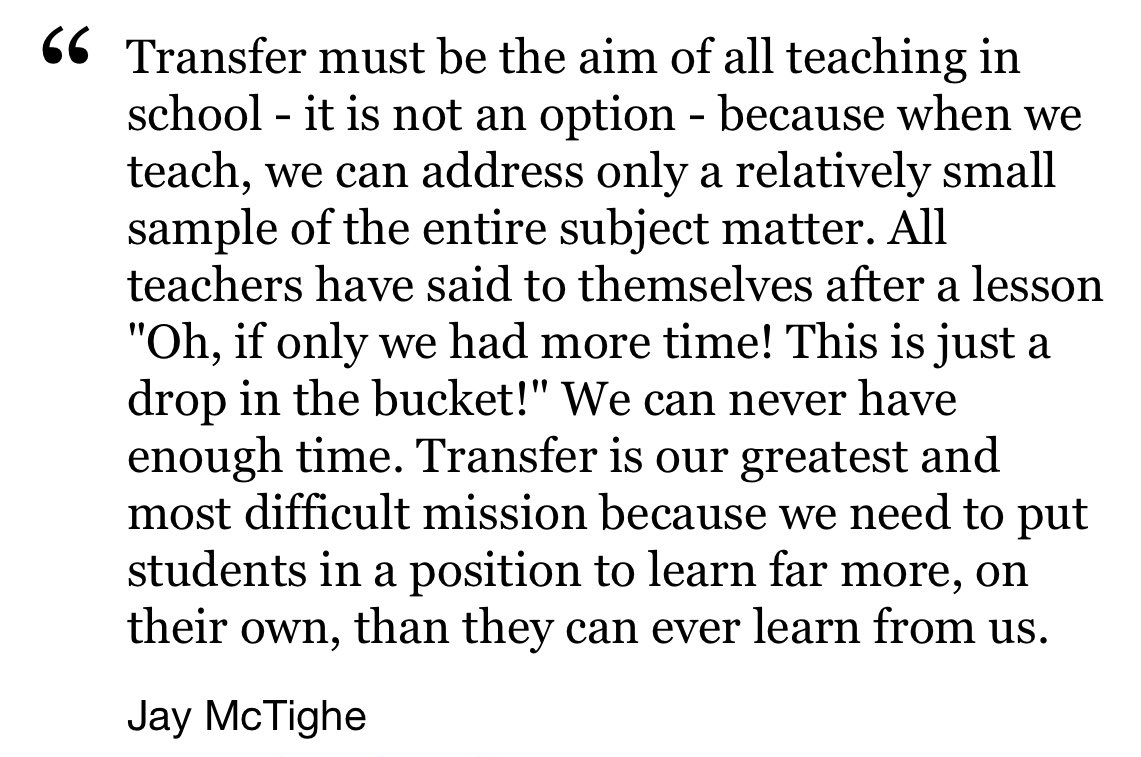 Transfer in Education

Jay McTighe 
#UbD #edchat