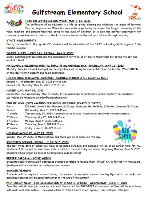 GulfstreamES's tweet photo. May/June Calendar of Events 2023 #GulfstreamES @MDCPSSouth @MDCPS @MDCPSCommunity @SuptDotres https://t.co/1CW42LYyCF