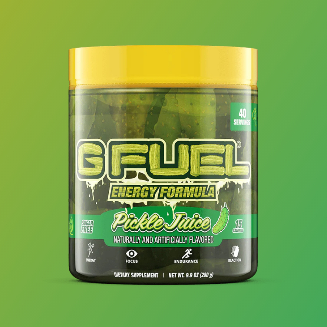 G FUEL® on Twitter "TOMORROW. 3PM ET. G FUEL "𝗣𝗜𝗖𝗞𝗟𝗘 𝗝𝗨𝗜𝗖𝗘" RESTOCK. WHO NEEDS A TUB?? 🥒 👀 💬"
