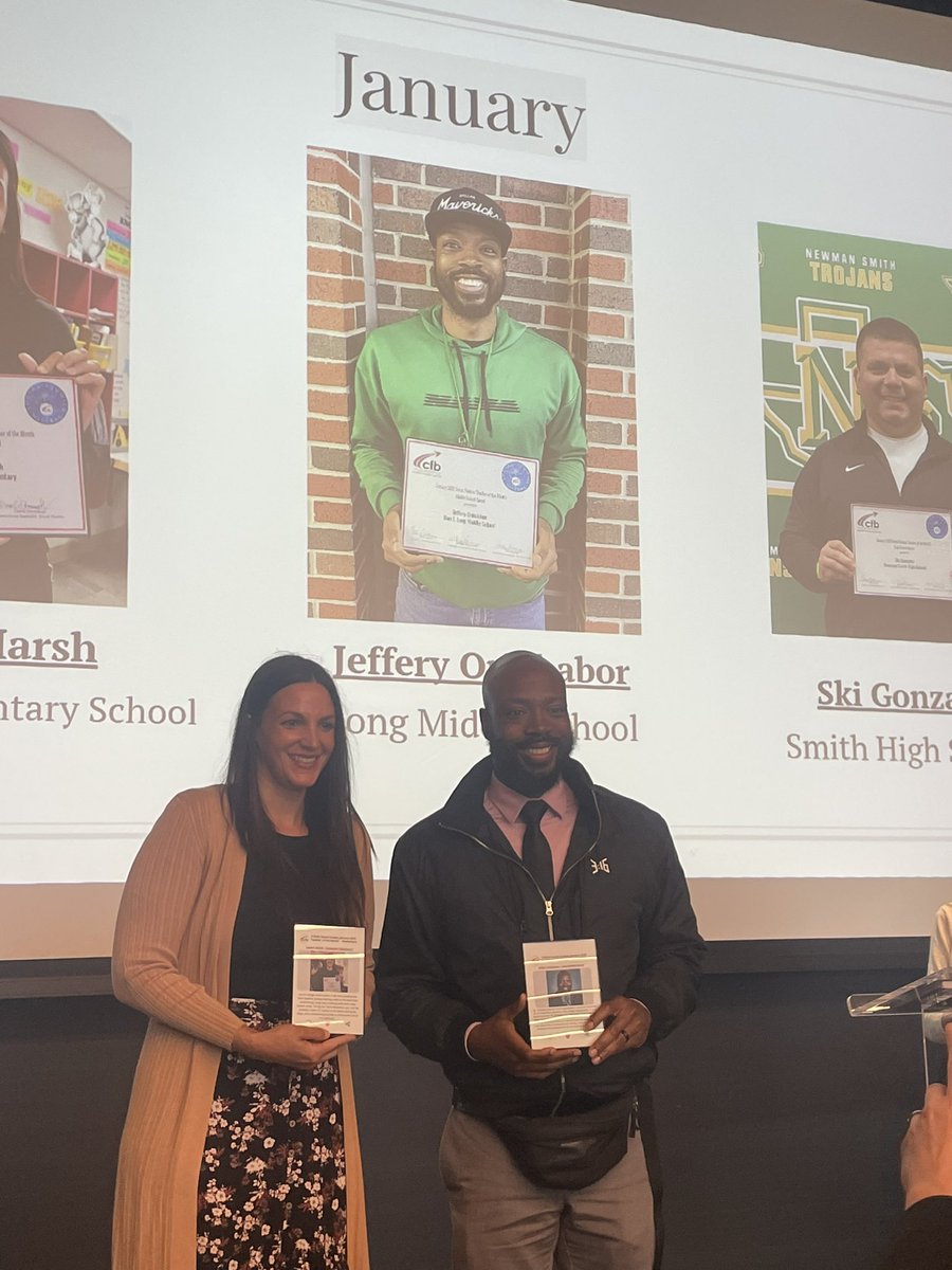 Mr_Oribhabor's tweet photo. Today the @CFB_Soc_Studies celebrated their teachers of the month for the 22-23 school year. We also celebrated Newcomer of the year, (my teammate, Mrs. Walker) Department Manager of the year, Instructional Coaches of the year and also Digital specialists (Ms. Prine). Thank you! https://t.co/Tm8wt5OT5w