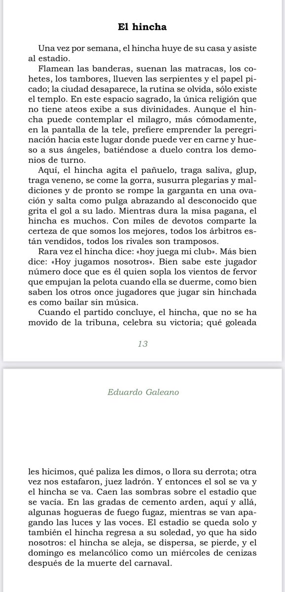 De los mejores que leí.
EL FÚTBOL A SOL Y SOMBRA
-Eduardo GALEANO.

#napolescampeon #gliAzzurri #partenopei #elhincha