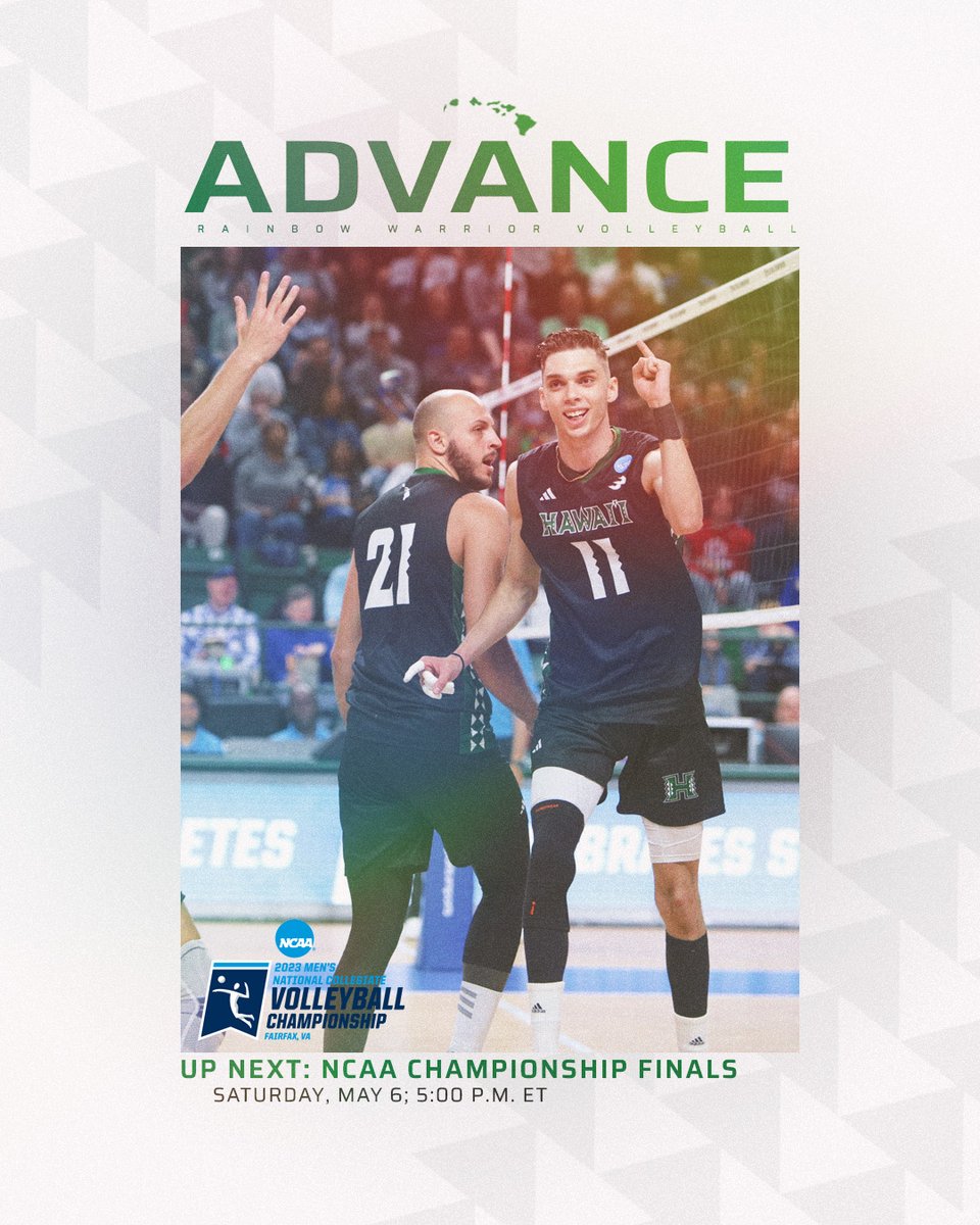 HawaiiMensVB's tweet photo. Point. Set. Back to the ’SHIP!

#WarriorBall23 #GoBows #NCAAMVB https://t.co/9Lc8Ti3aqg