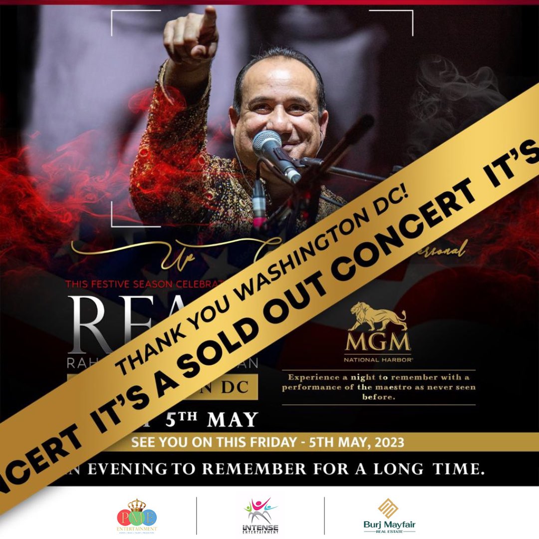 Washington DC, you have left us speechless with your enthusiasm and passion for music.🎶 We’re Officially Sold Out!! 📣 We promise to deliver a never-seen-before kind of show that you won't forget anytime soon🙌🏼 #upcloseandpersonal #ustadrahatfatehalikhan #washingtondc