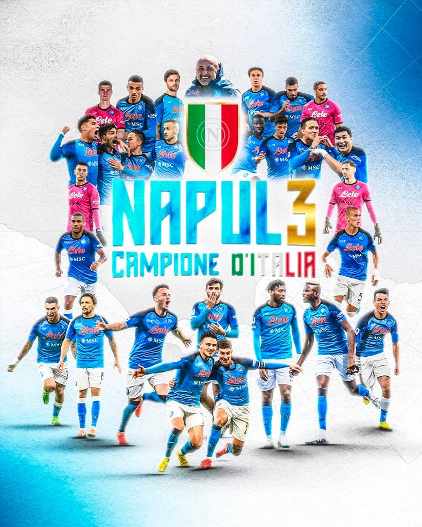 Selamat Napoli atas Scudetto ke-3 sepanjang 97 tahun sejarah klub. Yuk bisa yuk kejar pencapaian Bologna dan Torino. Tetap semangat, msh kurang 27 gelar lagi utk sematkan 3 bintang di dada. Tetap sabar, mungkin itu tercapai dalam 1000 tahun ke depan. Selamat Napoli!!!