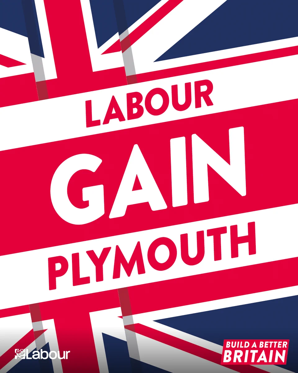 Graphic with text: Labour gain Plymouth