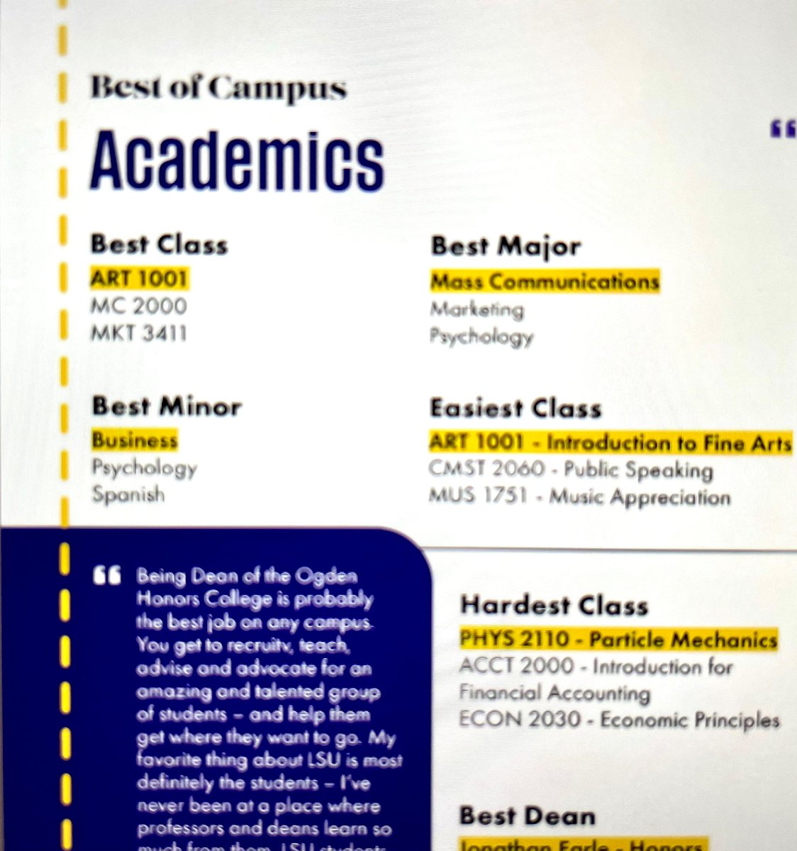 SpanishLSU's tweet image. Aww 😍😍😍 Looking forward to be among the best majors too! Thank you @lsureveille 🙏 - We appreciate you and all the students who participated in the elaboration of #themag Best of Campus 23! Muchísimas gracias! 🥰💜🐯