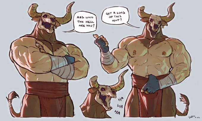 Repost because he's awesome 🐮💀  The Minotaur from Legend of Pipi