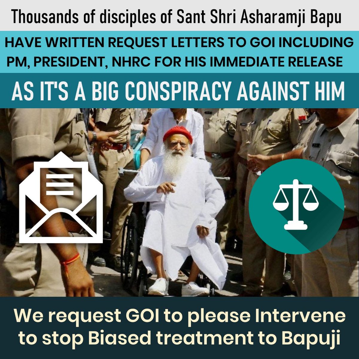 What kind of Hindu nation &amp; what #हिंदुत्ववादी_सरकार is this?

Veteran innocent Hindu Saint is imprisoned in jail for the last 10yrs without any solid evidence,
Why is there no justice for them?
Thousands Of Request Letters to GOI

still Action Awaited
justice for bapuji....