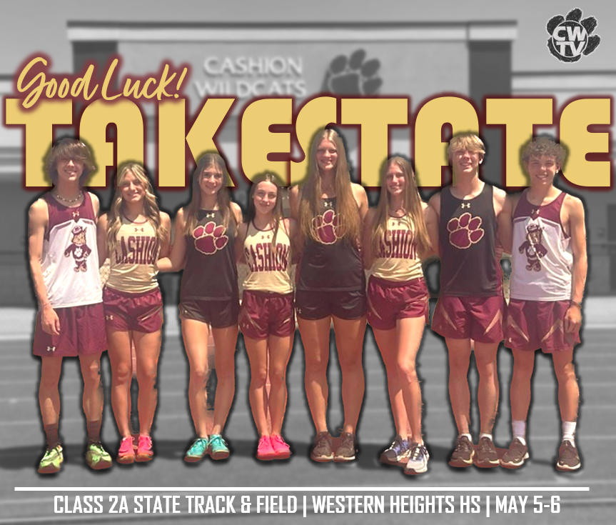 TAKE STATE....CASHION TRACK &amp; FIELD!
Best of luck to our athletes heading to Western Heights High School Friday and Saturday.

#CHaSinGOLD #LEGGO