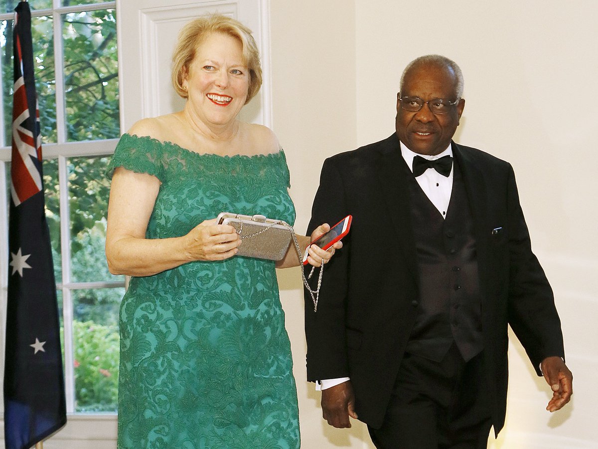 harryjsisson's tweet photo. Clarence Thomas and Ginni Thomas have taken thousands in payments and gifts and have not disclosed it. 

They are incredibly corrupt. Thomas needs to be kicked off the court and they need to be held accountable. https://t.co/wYIjFu9c7K