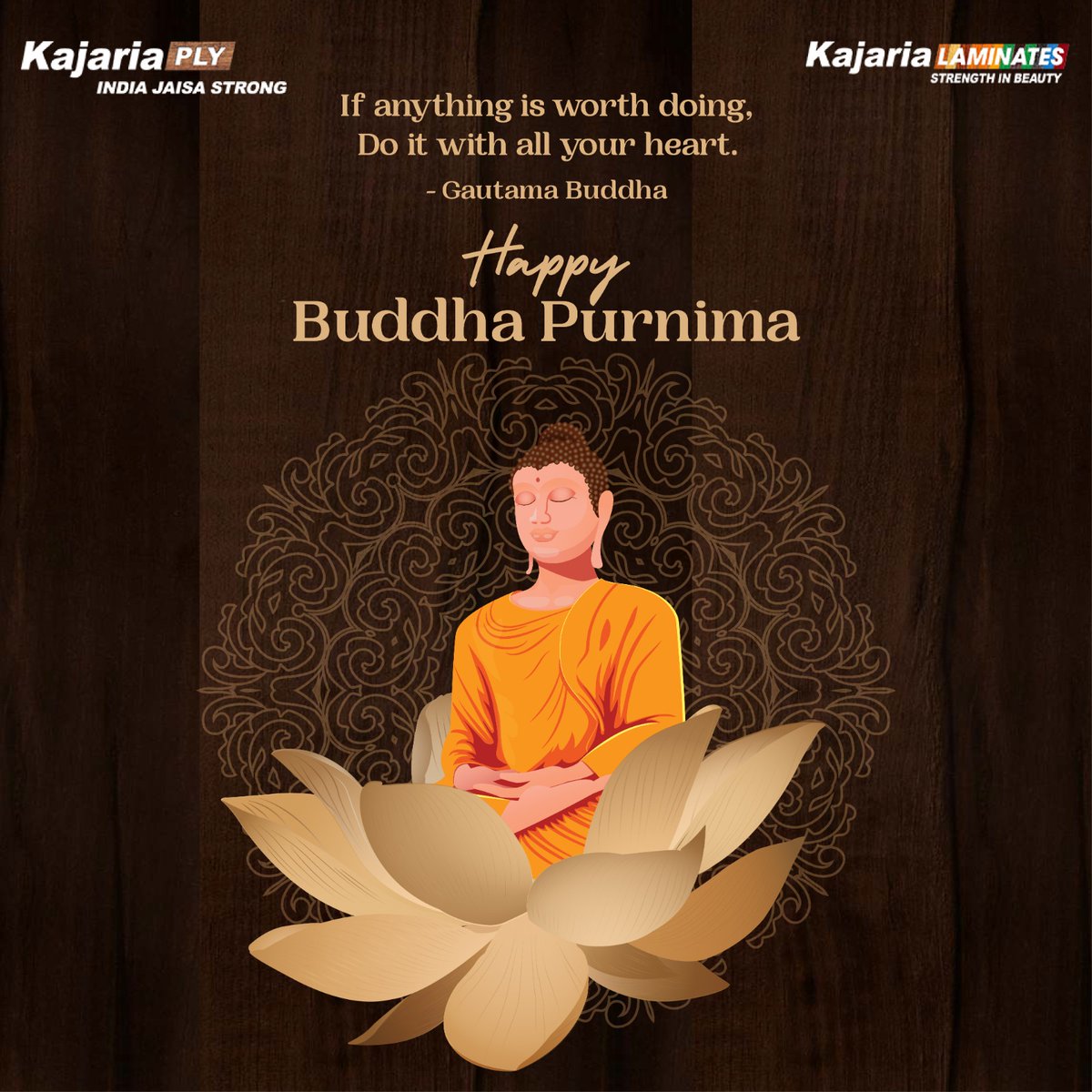 KajariaPLY's tweet photo. On this auspicious day, let us remember Lord Buddha's teachings and spread the message of universal brotherhood and compassion for everyone. Happy Buddha Purnima.

#KajariaLaminates #KajariaPLY  #decorativelaminates #feeldecor #BuddhaPurnima #buddhateachings #buddhapurnima2023 https://t.co/BoBAb9CPLG