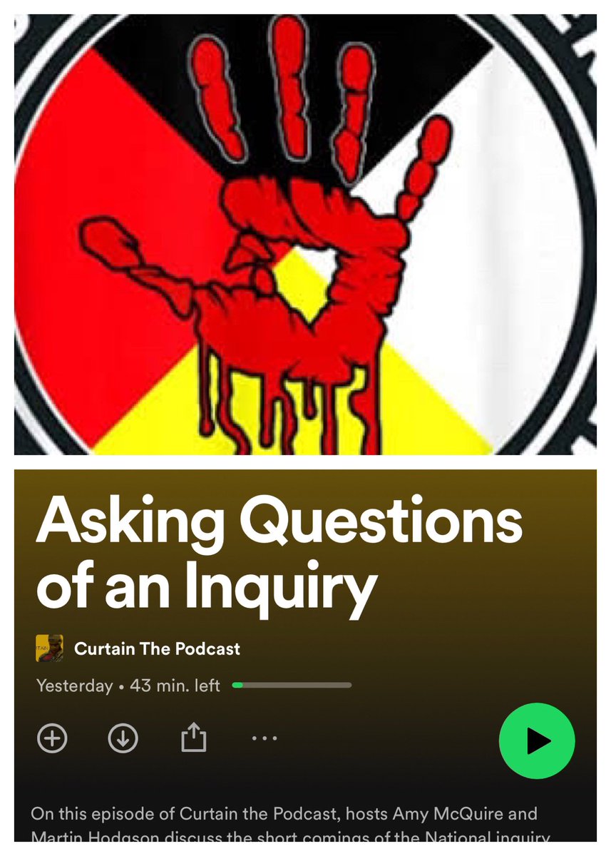 New Ep of @CurtainPodcast is out now. @amymcquire and I take a critical look at national inquiry into Missing & Murdered Indigenous Women & Children. Its’s off to a bad start, has the potential to promote only extra police powers and where is the media? open.spotify.com/episode/4fat7g…