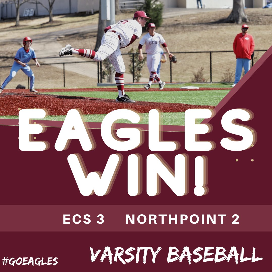 Varsity Baseball team wins 3-2 over Northpoint in the Region Tournament! With strong pitching by Noah Wilder, Cannon Johnson, &amp; winning pitcher Carson Todd, the Eagles advance to the next round! Kenny Cox went 1 for 2, Noah Wilder had 2 RBI, &amp; Timothy Slater had 1 RBI! #GoEagles