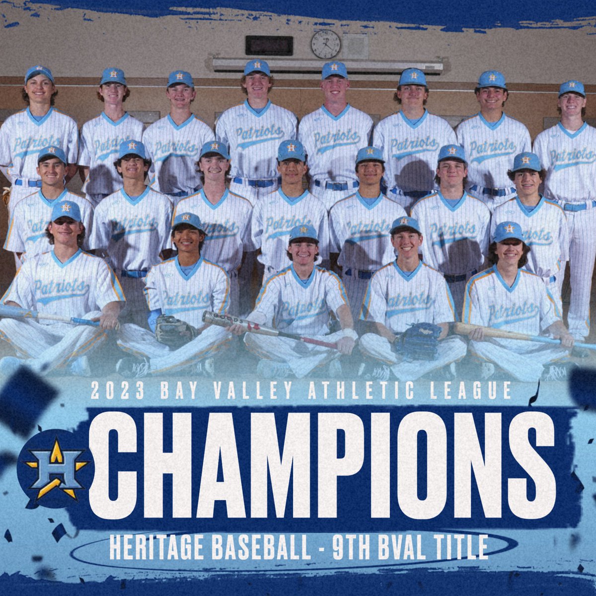 Congratulations to the 2023 BVAL baseball champions, your Heritage Patriots! Great job boys on playing with such grit and determination this season.  Today's title clinching 1-0 win over a very tough Liberty team was representative of your season-long effort. #GoPatriots