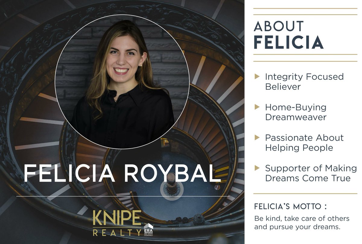 KR_Tweets's tweet photo. We are excited to welcome Felicia Roybal to our #KRew. Felicia is an integrity focused believer and a home-buying dreamweaver. She is passionate about helping people and is a supporter of making dreams come true. #KnipeRealty #KnipeLife #RealEstate #realestateagent https://t.co/96jx5ZEeH4