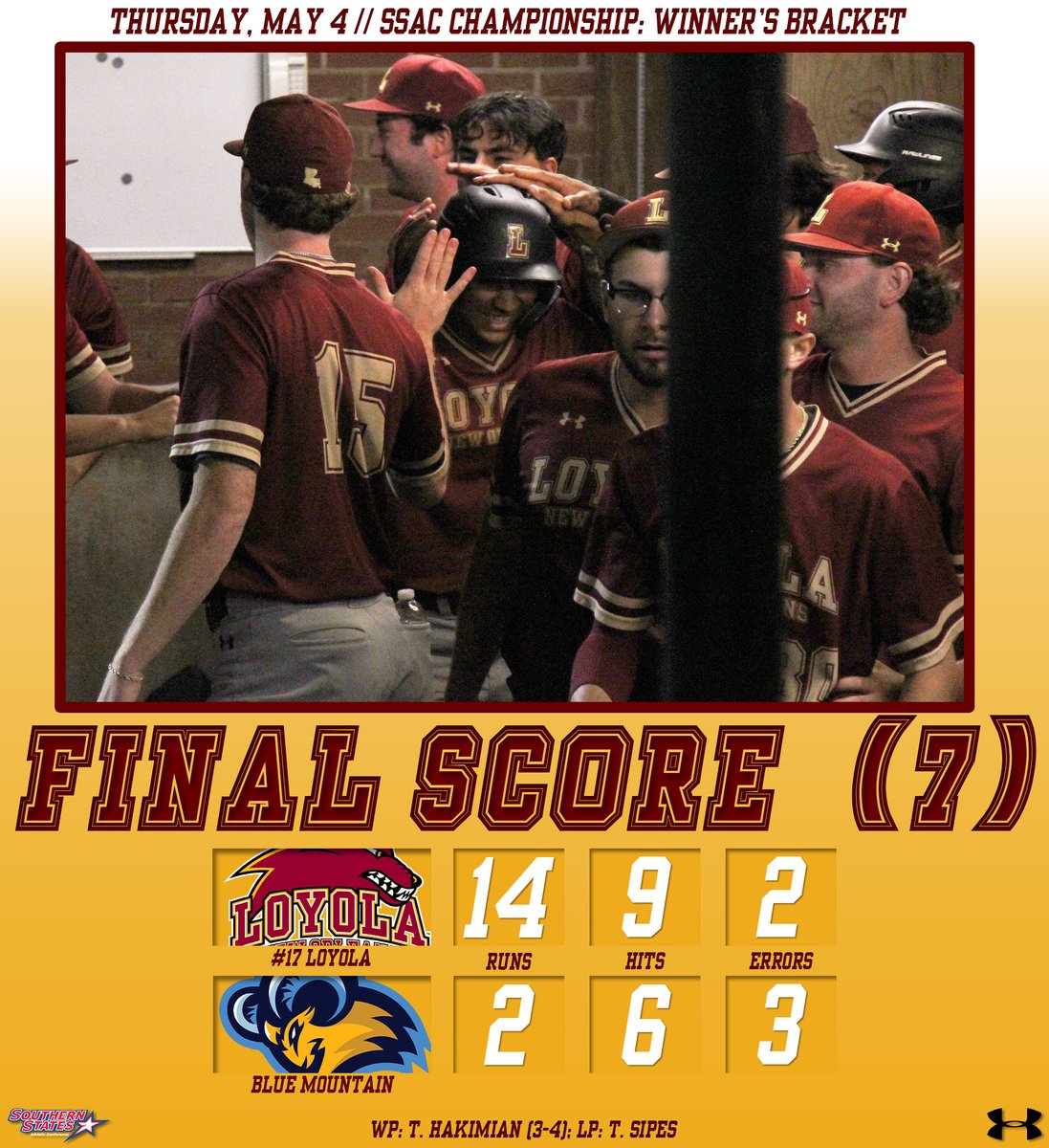 LoyolaWolfPack's tweet photo. Didn’t even need nine innings to punch our ticket to the SSAC Championship semifinals!

#GeauxPack https://t.co/x2Gpgi7KtQ