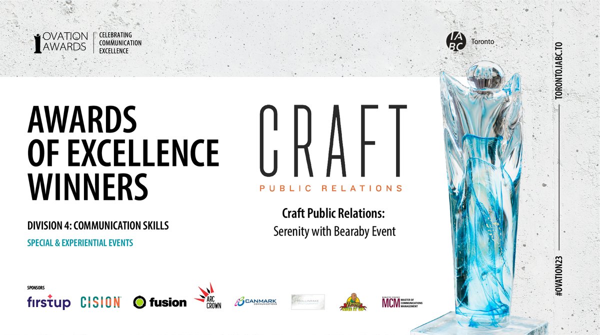 IABCToronto's tweet photo. ‘Serenity with Bearaby Event’ by Craft Public Relations bags Award of Merit in Communications Skills for Special & Experiential Events @crftpr #OVATION23 #IABCTO https://t.co/ZVoDxfEM9z