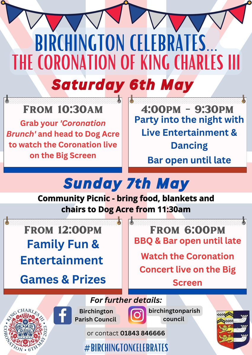 MontysBirch's tweet photo. Join us in Birchington for the Coronation 🇬🇧 #community #birchingtononsea #shoplocal https://t.co/EYsrvXuOTX