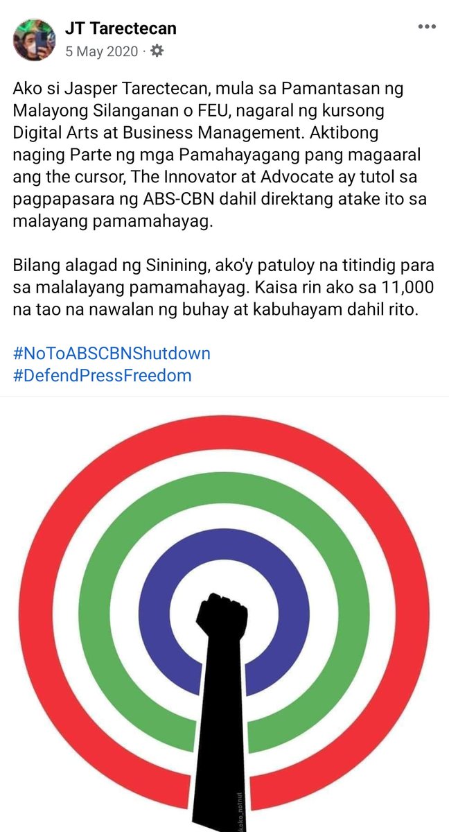 callmejates's tweet photo. 3 years na

#IStandWithABSCBN https://t.co/3ob6RAKeAc