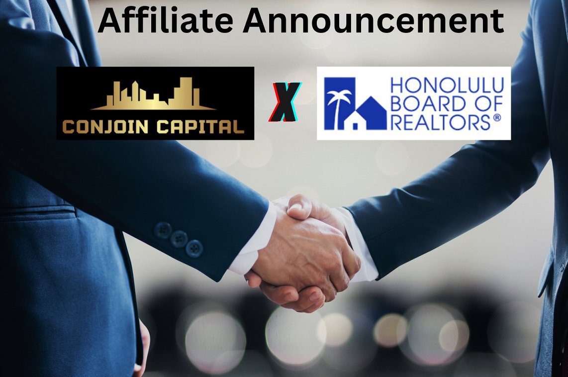 ConjoinCapital's tweet photo. We are happy to announce that Conjoin Capital is now an affiliate of the Honolulu Board of Realtors! We look forward to meeting everyone on the next HBR event! https://t.co/pdHc6VPpYS