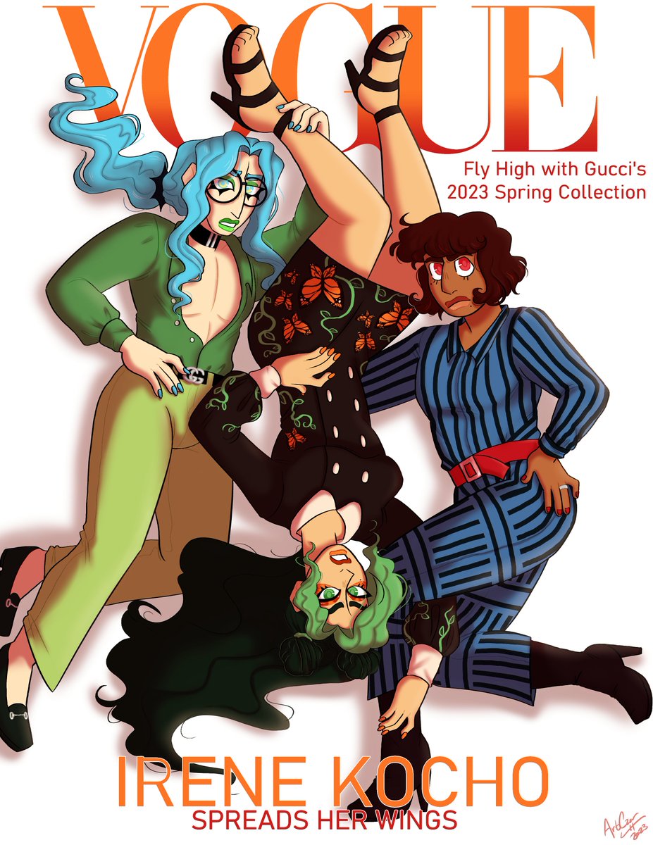ArtCzar_'s tweet photo. My piece for @TWW_Zine !!

Looks like Irene is doing a photoshoot with some guys named Leonardo Affogato and Bosco Biscotti... whoever they are.

#JJBA #StoneOcean #JolyneKujo #LeoneAbbacchio #BrunoBucciarati https://t.co/X2d3lrcwyY