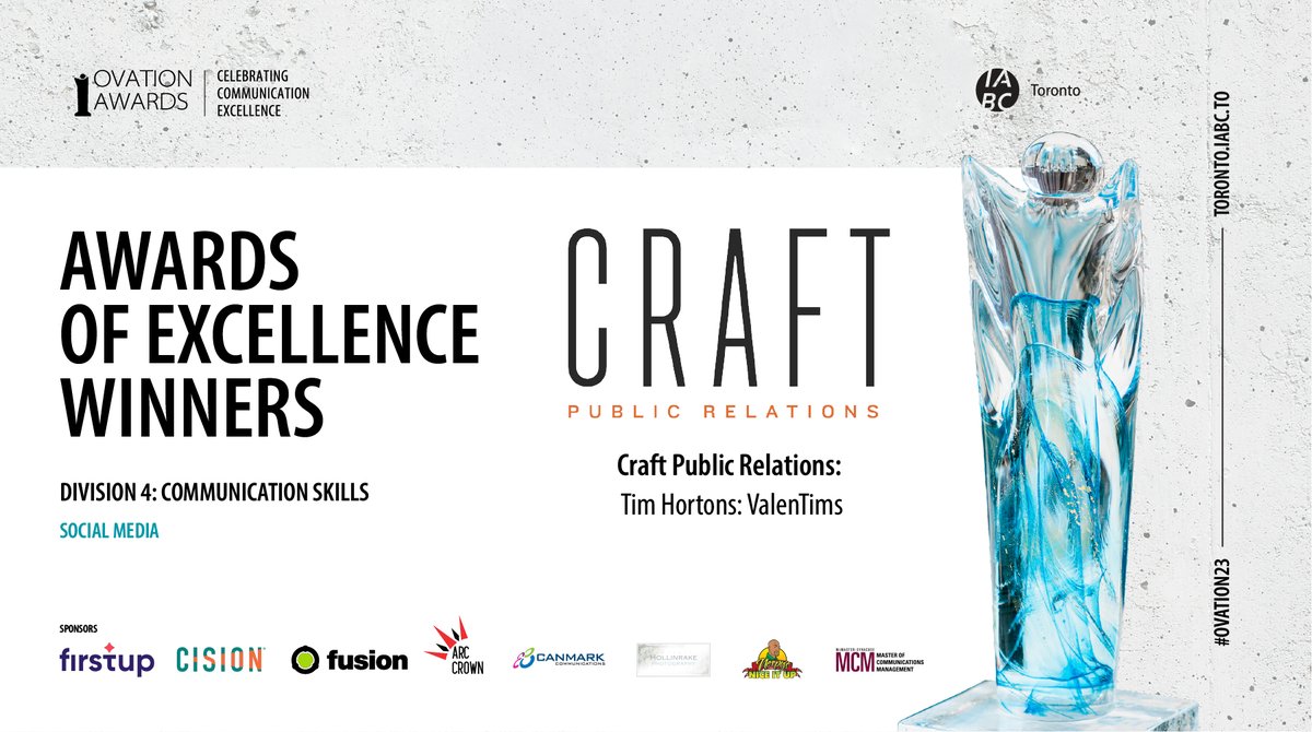 IABCToronto's tweet photo. ‘Tim Hortons: ValenTims’ by Craft Public Relations wins Award of Merit in Communications Skills for Social Media @crftpr #OVATION23 #IABCTO https://t.co/hS58jA1Jz2