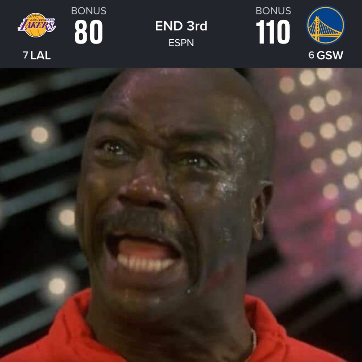 BleacherReport's tweet photo. WARRIORS UP BY 30 😳😳😳

Laker fans rn https://t.co/nXwDLru83K