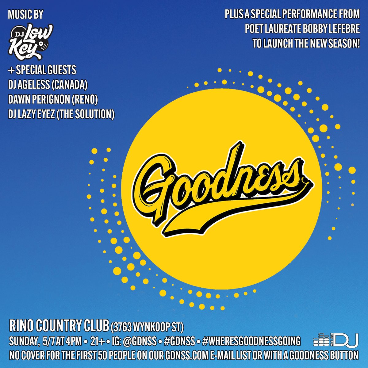 Busy weekend!

Tonight in LA: DJ Scientific 45s x 45 Birthday Party at Escala

Friday, 5/5 in Denver: Los Chingones Block Party early + The <a href="/DenverSolution/">The Solution</a> w/ DJ SponsOne 

Sunday, 5/7 in Denver: <a href="/GDNSS/">Goodness</a> Season Opener w/ <a href="/LifeOfAgeless/">AGE</a>, @ItsDawnPerignon, <a href="/LazyEyez/">DJ Lazy Eyez</a> &amp; <a href="/BobbyLefebre/">Bobby LeFebre</a>