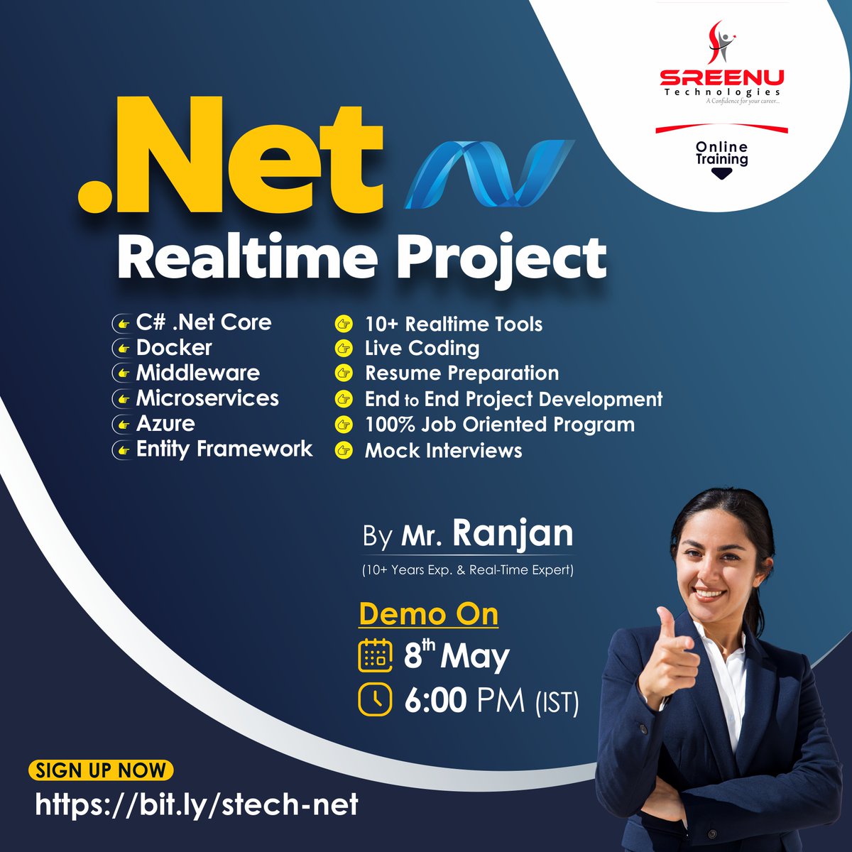 SreenuTech's tweet photo. .Net Realtime Project | By Mr. Ranjan
🕒Demo on: 8th May @ 6:00 PM (IST)
✍️Register: https://t.co/zg7CWSASzf
▶️Demo Video: https://t.co/ZAYF15sYyy
👉Join: https://t.co/ke3bhw4T8S
👉Ping: https://t.co/DywRf1C3xt

#dotnetcore #dotnet #microservices #coding #docker #sreenutech https://t.co/LLJhXYEX0C
