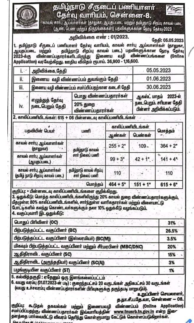 winxclass's tweet photo. TNUSRB SI NOTIFICATION 2023 OUT
Vacancy:621
Online application start:01.06.2023
Tamil nadu uniform service recruitment sub inspector of police exam
#tnusrb #tnusrbsi https://t.co/nAZuJd2c0w