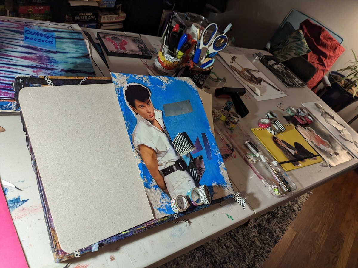 steveeverettart's tweet photo. @BoysMakeNoise @duranduran Thank you fellow Duranies for the bday wishes! Here's a sneak peak at some of the DD pieces I'll have at the after-party. This is the beginning phase.  Hey look, it's the first Andy piece I've done! https://t.co/FlTrxu8j4I