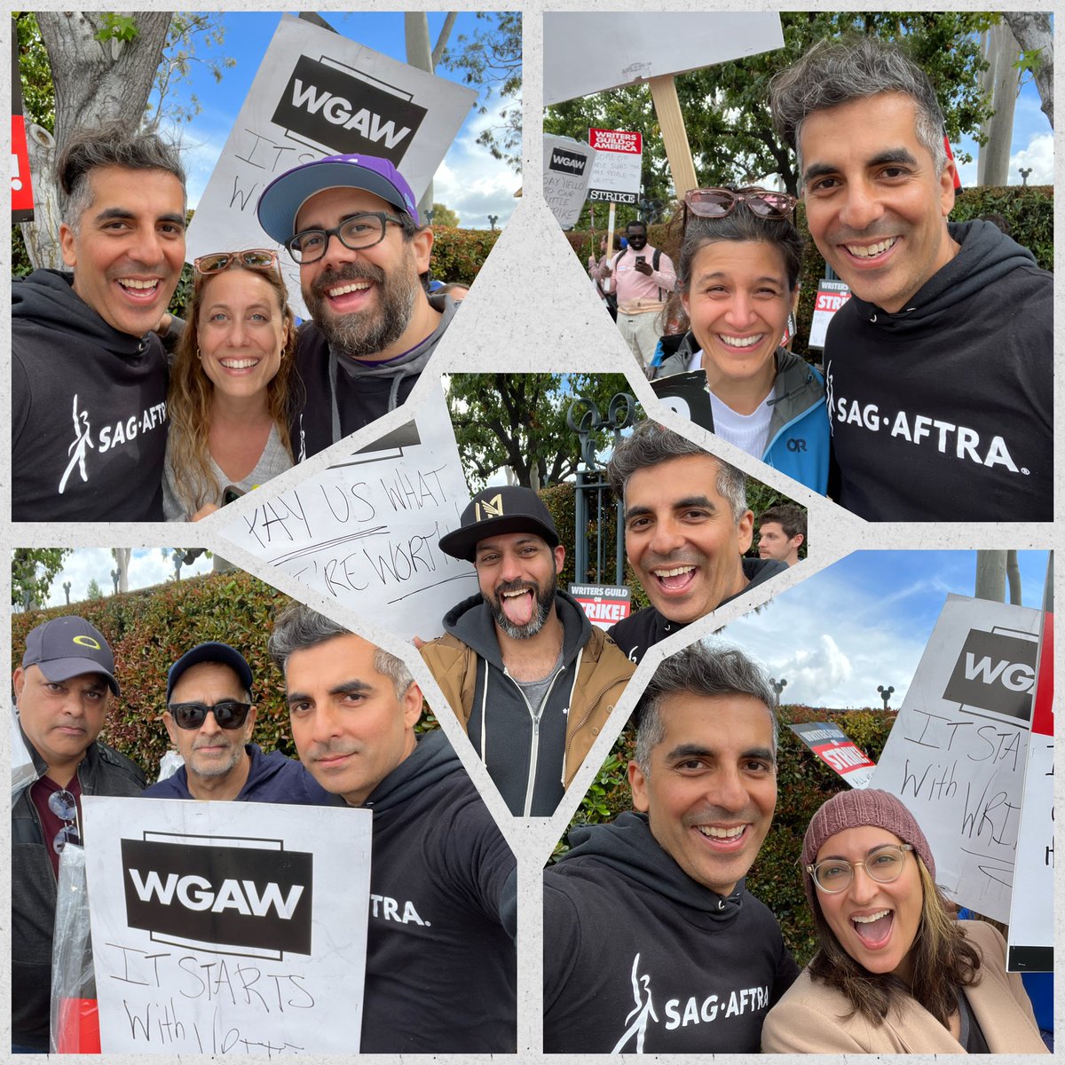 Amazing day on the #WGAStrike line! Friends, decades old &amp; brand new, coming together in #solidarity w/our #WGA sibs. The fight is righteous,necessary, and we are all in it together, as long as it takes.
Also w/@bubhub <a href="/AnnelyseAhmad/">Elyse Ahmad</a>
#WGAStrong #SAGAFTRAsolidarity  #UnionStrong✊🏽