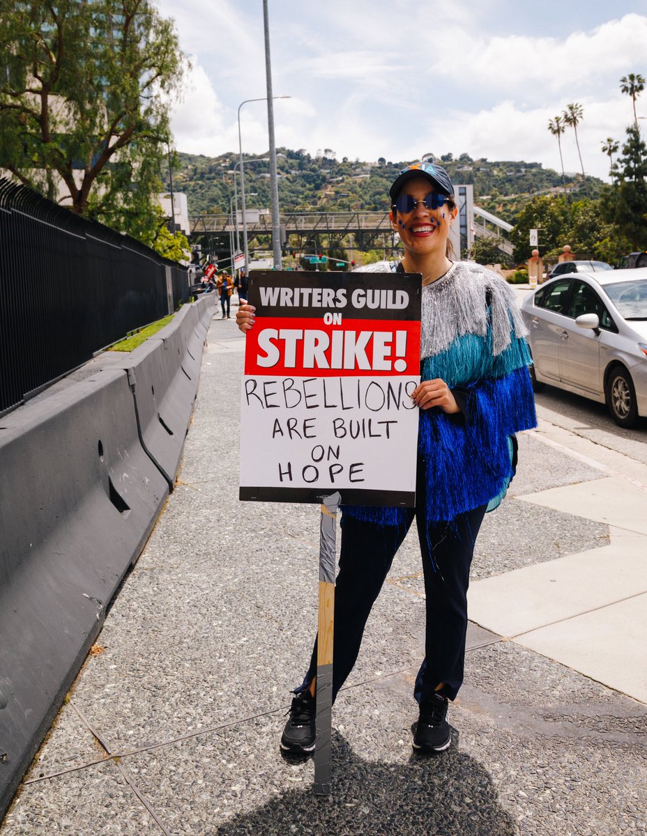 BrittWoodsy's tweet photo. WGA Strike day 3 and I went out to Universal for my first stop today. The Star Wars vibe was solid for May the 4th @WGAWest #wgastrike #wgastrong https://t.co/gr9zQRkIvF