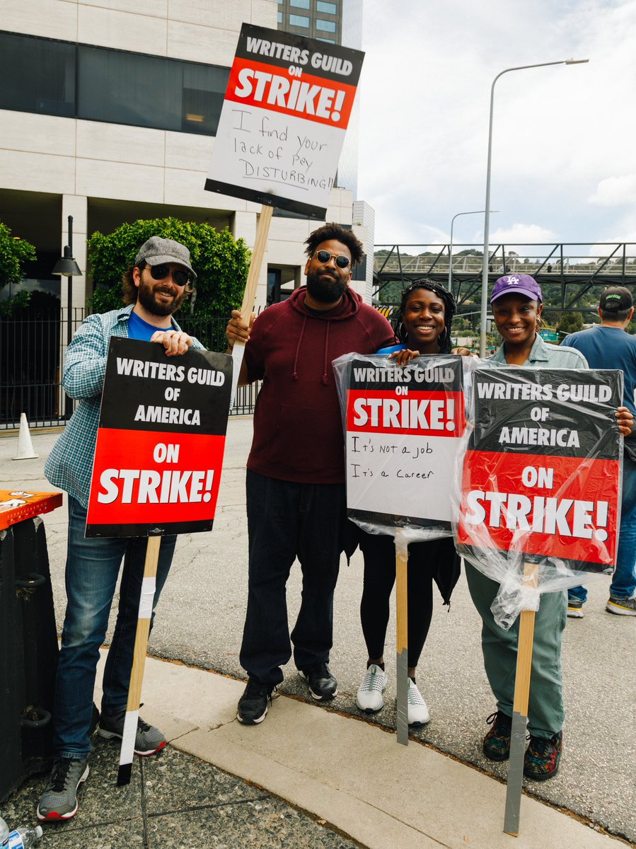 BrittWoodsy's tweet photo. WGA Strike day 3 and I went out to Universal for my first stop today. The Star Wars vibe was solid for May the 4th @WGAWest #wgastrike #wgastrong https://t.co/gr9zQRkIvF