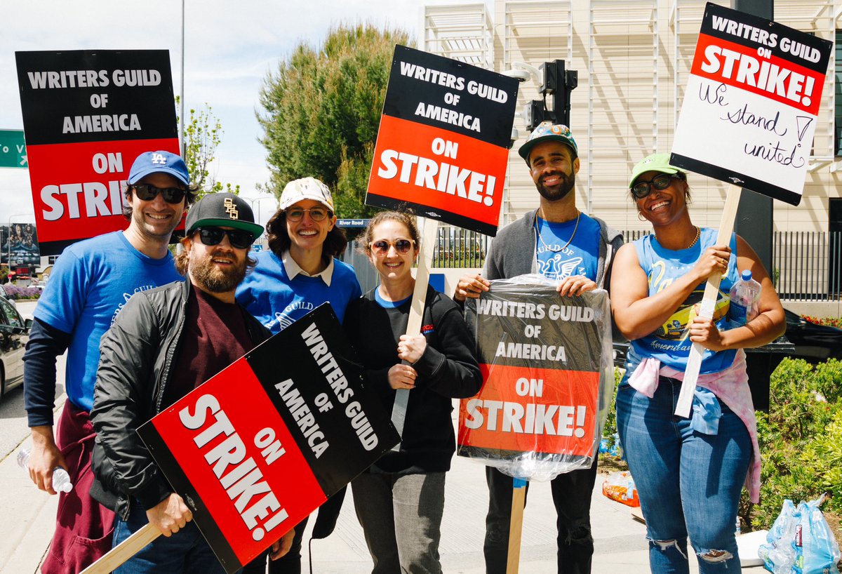 BrittWoodsy's tweet photo. WGA Strike day 3 and I went out to Universal for my first stop today. The Star Wars vibe was solid for May the 4th @WGAWest #wgastrike #wgastrong https://t.co/gr9zQRkIvF