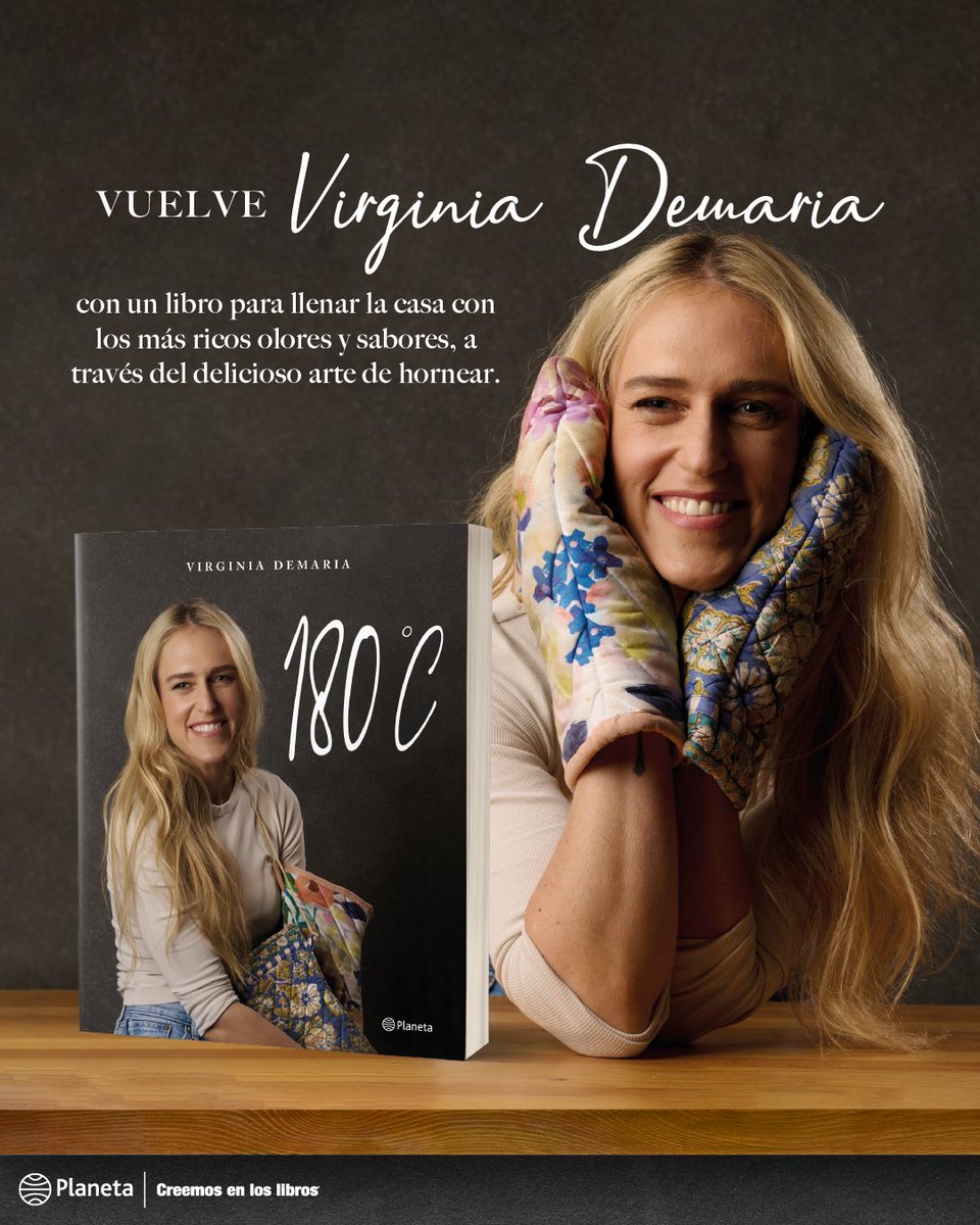 <a href="/virginiademaria/">Virginia Demaria</a> nos invita a disfrutar de los deliciosos sabores de galletas, tartas, queques, postres, picoteos y panes cocinados a "180º C".

¡Encuentra su nuevo libro en supermercados Jumbo, librerías y en formato eBook!
#CreemosEnLosLibros 📚