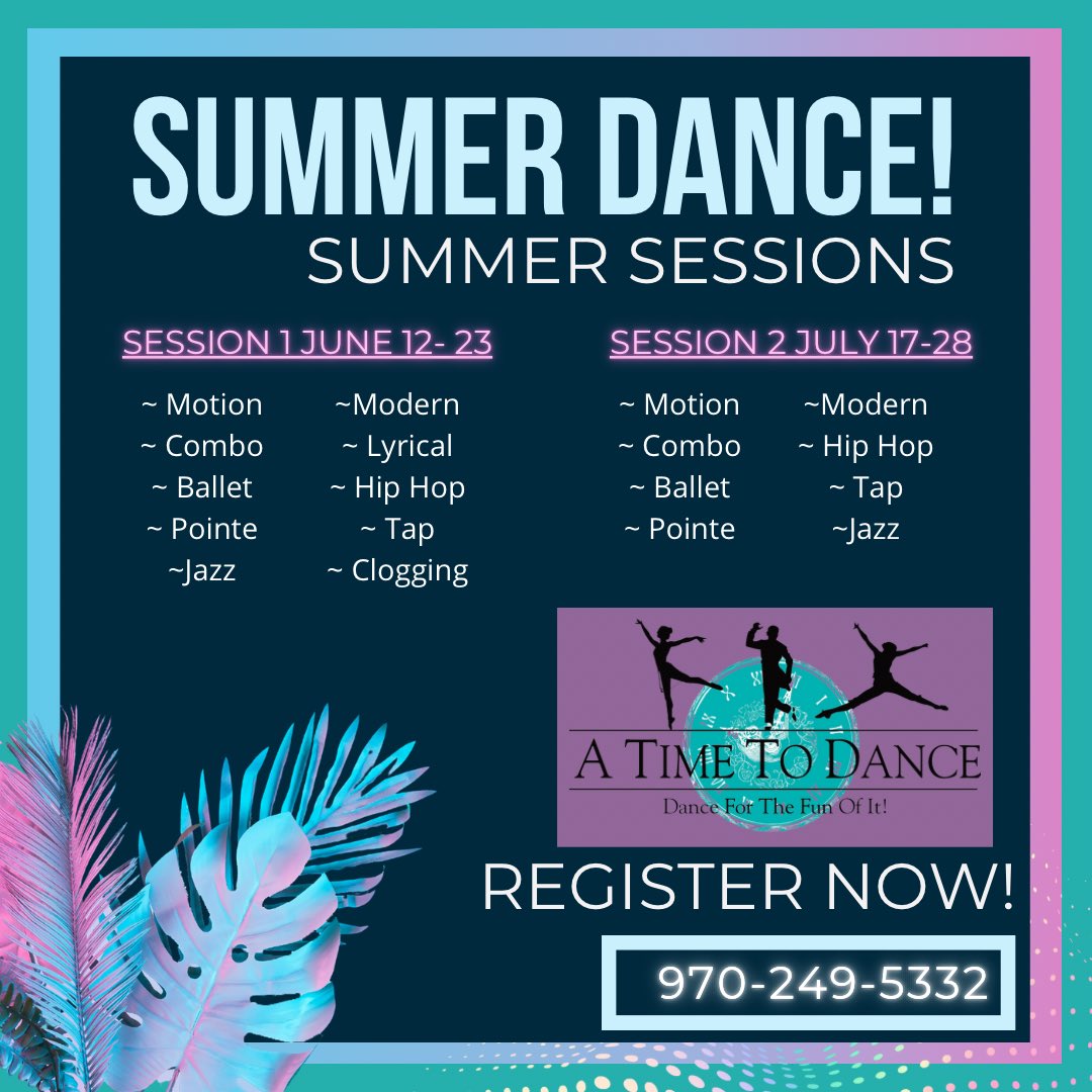 ax2dance's tweet photo. Our Summer classes and camps schedule is out! Come dance with us this summer for learning and fun! Our schedule is online at https://t.co/Qqqz8HDAid and is also at the end of this post. Call us to register before spots fill up!

#ATTD #dance #dancers #visitmontrose #montroseco https://t.co/fdxog6oJFu