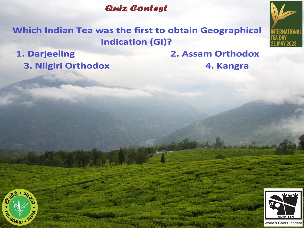teaboardofindia's tweet photo. Tea Board India presents the first question of the Quiz Contest. Participate and get a chance to win big! Three winners selected through the lucky draw will win prizes of Rs. 20,000/- each. For the complete terms and conditions, please click on the link: https://t.co/Op3U1yRdAS https://t.co/bwOIbRAvTE