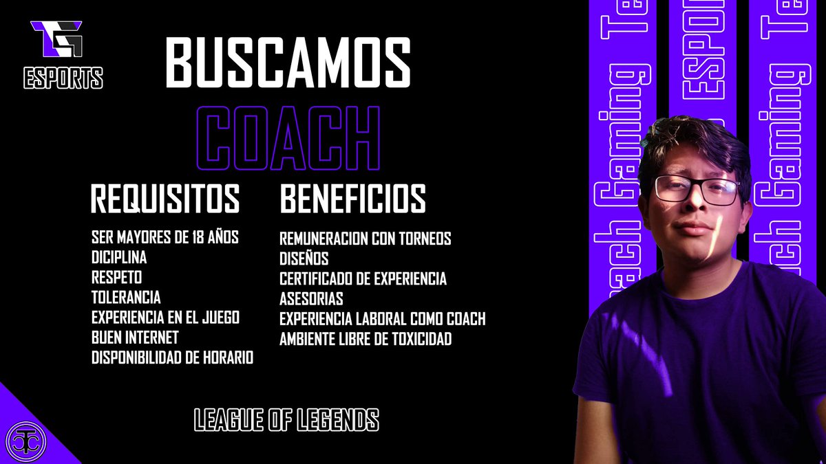 TeamCoachGaming's tweet photo. TcG Esports está buscando un coach de League Of Legends.
Todo interesado favor de mandar dm o comentar este post.
#LeagueOfLegends
#MSI2023
#coachlol
#eSports https://t.co/WABkPaGQgD
