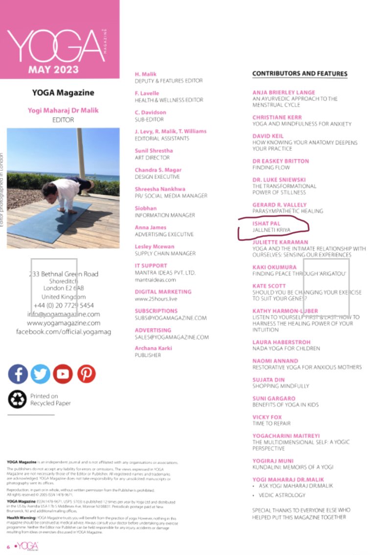 ishatpal's tweet photo. Article published in Yoga Magazine https://t.co/1tLMRHgWTm