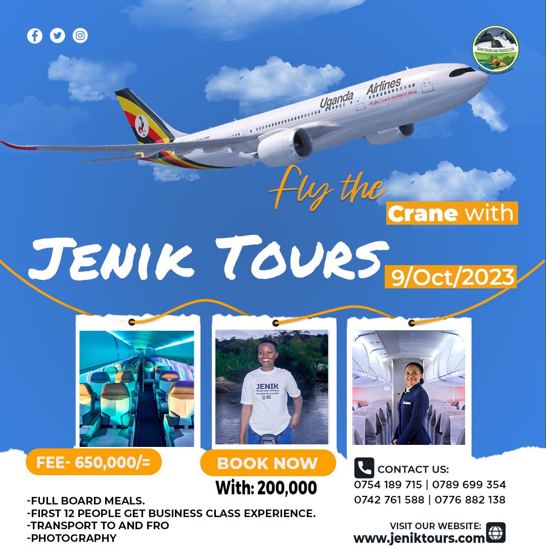 ginyuwani's tweet image. Fly the crane with JENIK TOURS AND TRAVELS LIMITED as you take adventure on the bombardier flying the whole of Uganda.
@JenikTours @UG_Airlines 
#bombadier