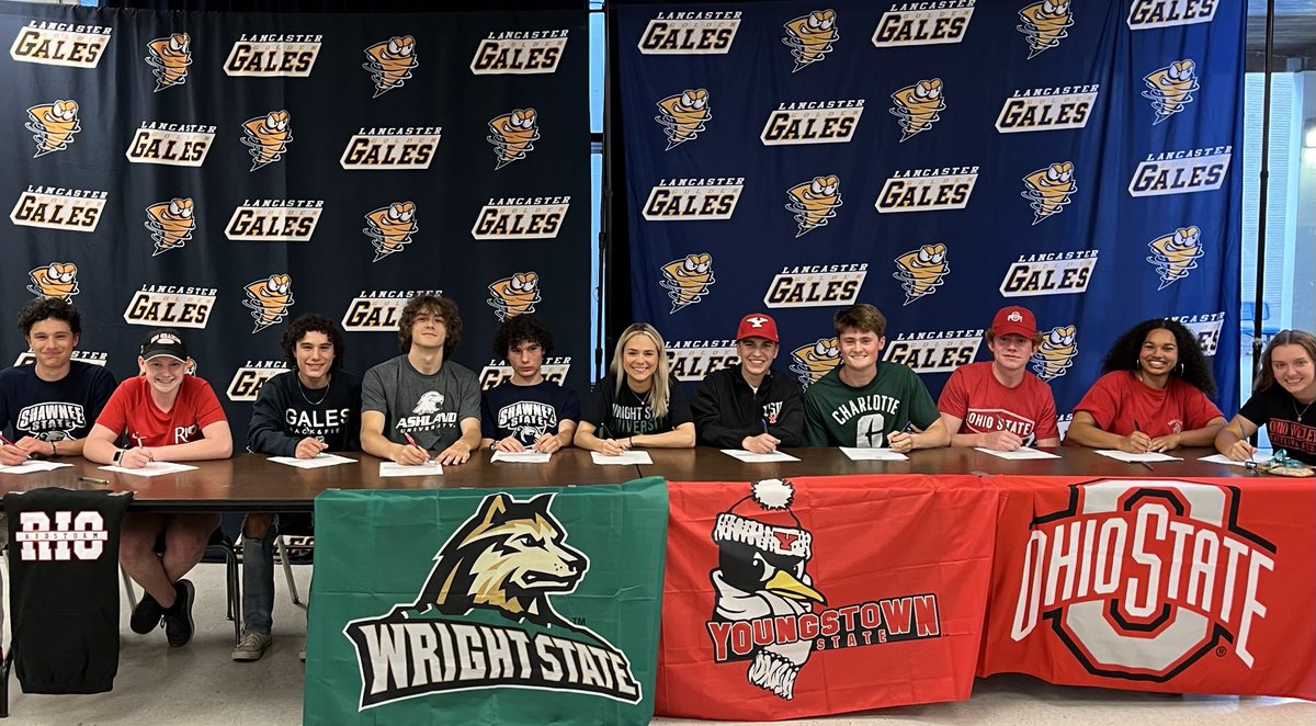 lancastergales's tweet photo. What an amazing evening for these 11 Golden Gale athletes as they commit to compete next year at the collegiate level. Can’t wait to see what the future holds for each one. Congratulations! https://t.co/1QqMib3fev