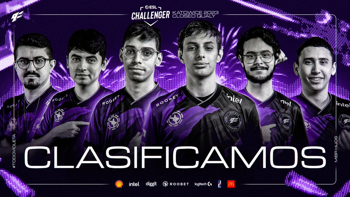 ¡CLASIFICADOS A LA ESL CHALLENGER!🛫 Vencimos a @MIBR en el Upper Final y clasificamos a la @ESLCS Challenger Katowice 🇵🇱 👑 @maxgzez 👑 @dgtcsgo 👑 @dav1deuS_ 👑 @budafps 👑 @tryRSS 👑 @tgefps #TodoVioleta 💜