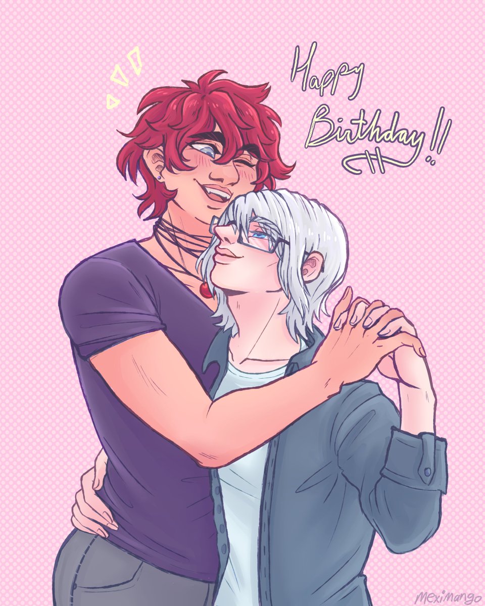 meximango's tweet photo. I don't need an excuse to draw Saile, but @KannaKantDraw's birthday is a great reason to!! Letting them be cute on this joyous anniversary of your birth. :D Here's to many more filled with happiness! 
Vaile (L) belongs to me, and Sutemi (R) belongs to Poptart ~ https://t.co/DrlewNdYg4
