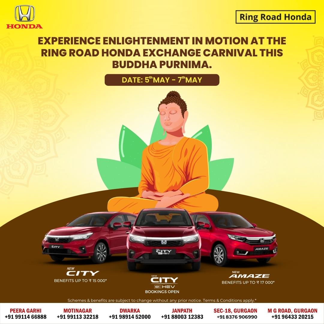 ring_honda's tweet photo. Upgrade your ride and reach new heights this Buddha Purnima!

Take advantage of our exclusive deals only at the Weekend Exchange Carnival.

Date: 5th-7th May

To know more, visit our showroom.
.
.
.
#Honda #RingRoadHonda #DelhiNCR #bestdealsoncars #HondaCarsIndia https://t.co/FsxiqvBjn5