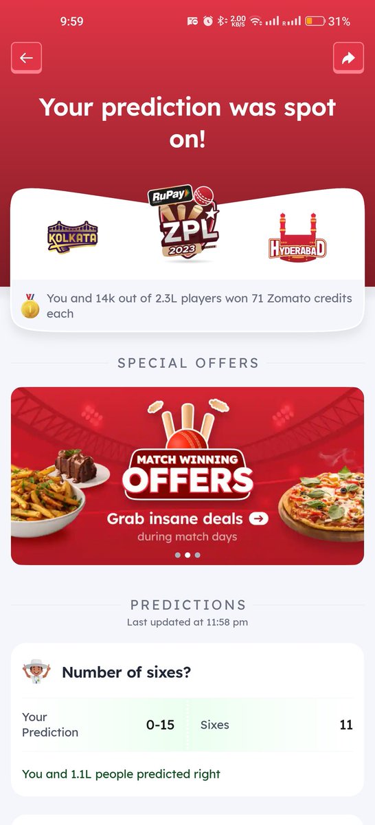 Imsiddharthacca's tweet photo. Nice way to deceive customers @zomato @zomatocare 

Got 142 on 3 May and won 71 points yesterday in ZPL but got credit only for 49. Seems Zomato is short of funds and can't reward customers fairly 🤣🤣

What's more fun, check the reply from the support team. https://t.co/3Jrk0gcZE3