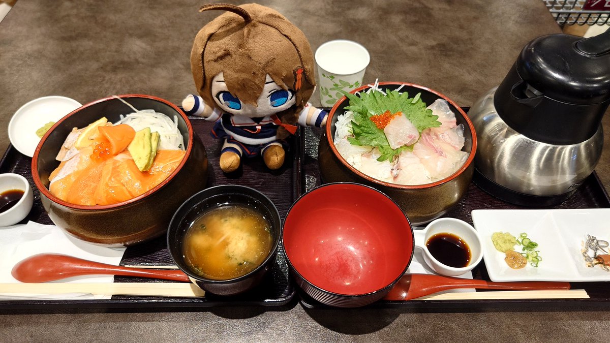 sidewinder8141's tweet photo. ・サーモンづくし丼
・鯛ひつまぶし
うーん、優勝!😆
だし入れて白身がかった鯛がMVPね!
#広島
#ソレイユ
#HIRO88 https://t.co/MBhODL5zKF